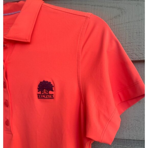 Peter Millar Women’s Golf Polo Shirt Coral Orange Belfair Logo Performance Top - Picture 6 of 7